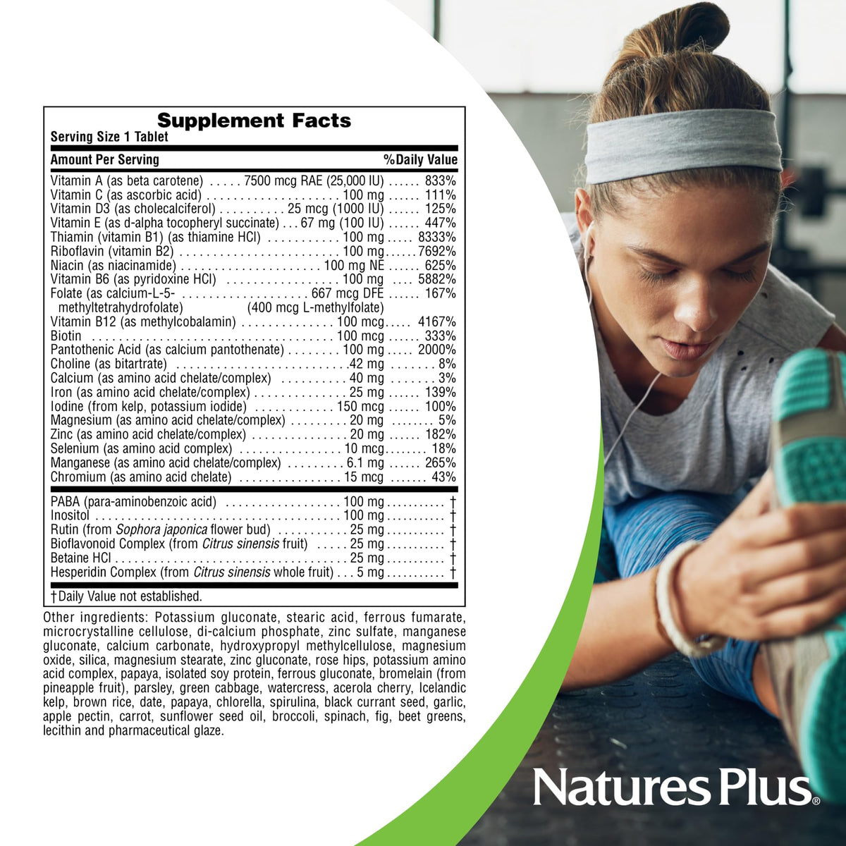 NaturesPlus Ultra II Daily 180 comprimés affichant le dosage recommandée