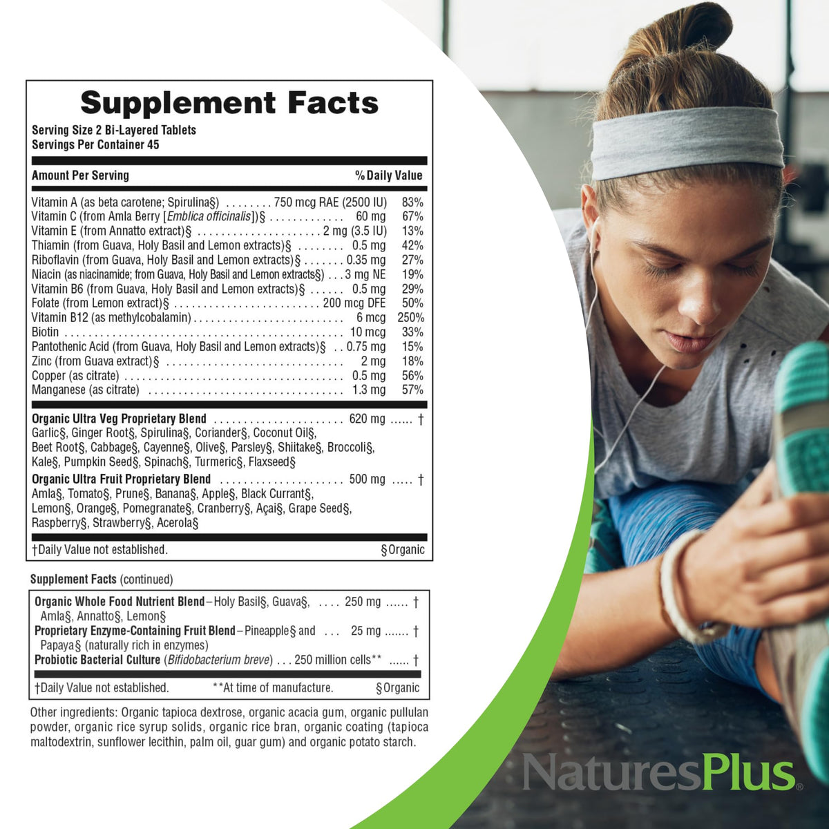 NaturesPlus Ultra Juice Multivitamin comprimés en gros plan