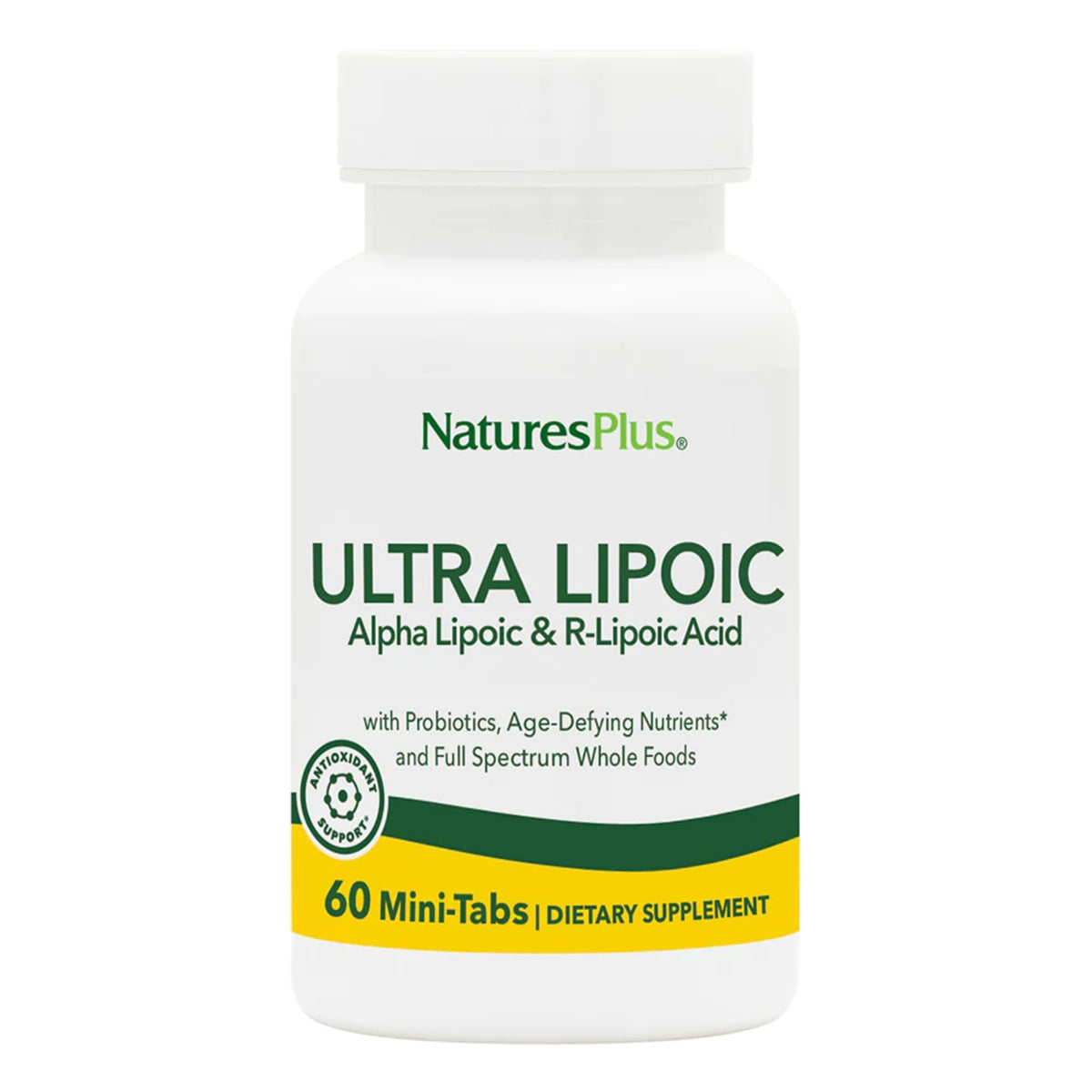 NaturesPlus Ultra Lipoic 60 mini-tabs avant avec emballage
