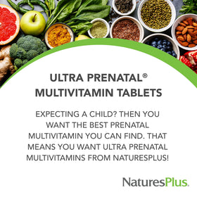 NaturesPlus Ultra Multivitamine Prénatale 800 mcg de folate, vue de côté