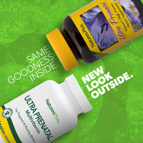 NaturesPlus Ultra Multivitamine Prénatale avec étiquette détaillant les ingrédients