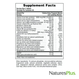 NaturesPlus Ultra Multivitamine Prénatale, emballage en gros plan