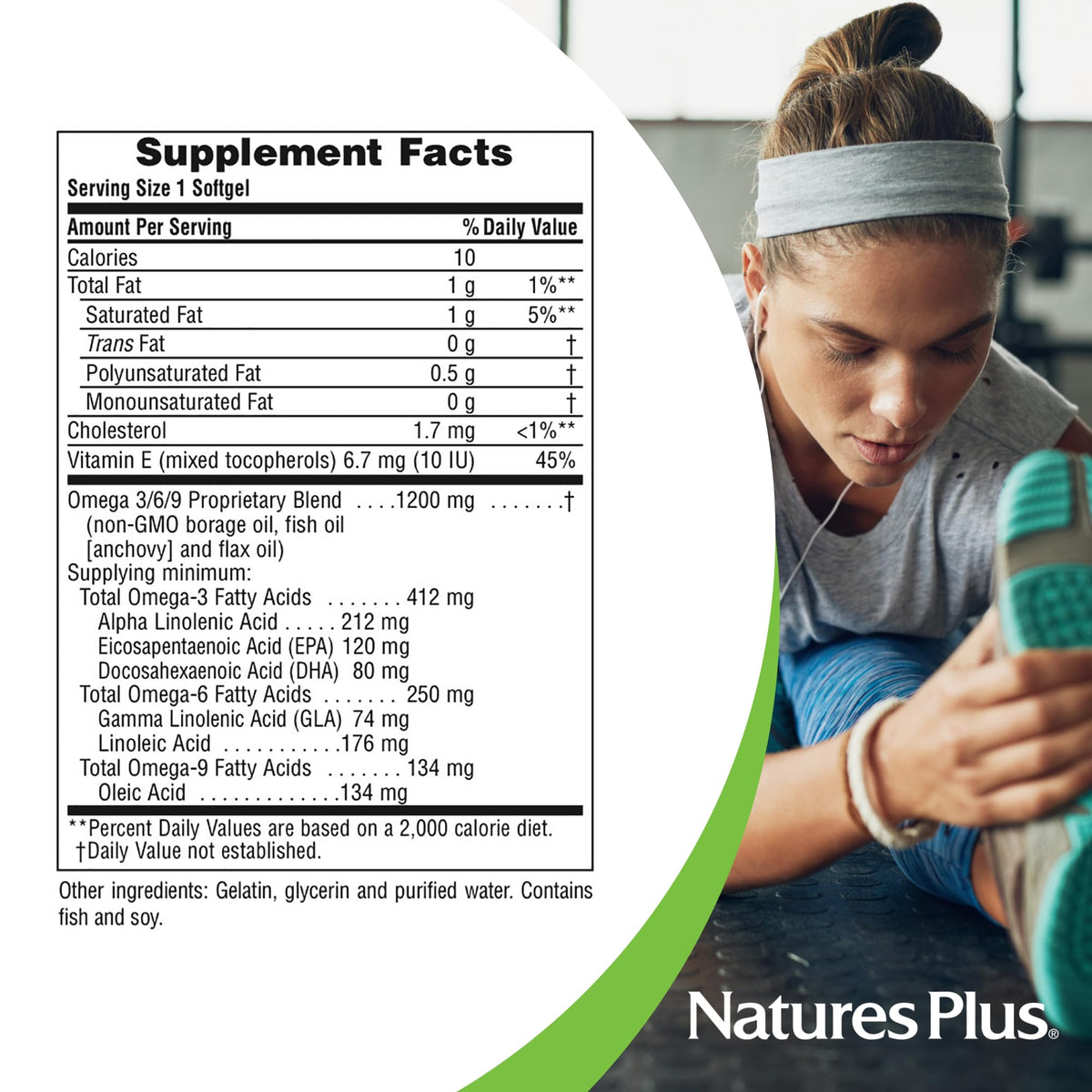 NaturesPlus Ultra Omega 3 6 9 gélules sur fond blanc
