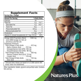 NaturesPlus Ultra Omega 3/6/9 vue de côté avec dimensions