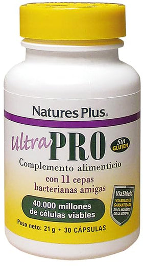 NaturesPlus Ultra Probiotics 30 capsules végétales sur fond blanc