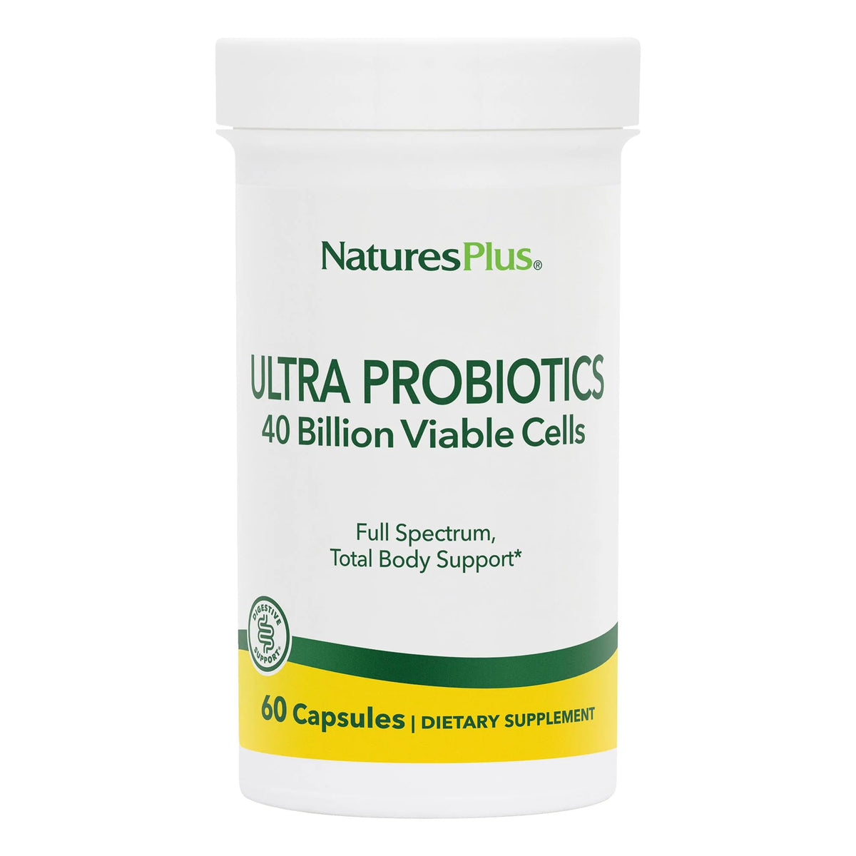 NaturesPlus Ultra Probiotics 60 capsules végétaliennes, vue de face