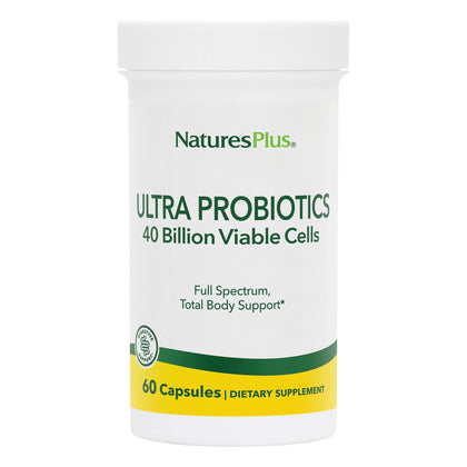 NaturesPlus Ultra Probiotics 60 capsules végétaliennes, vue de face