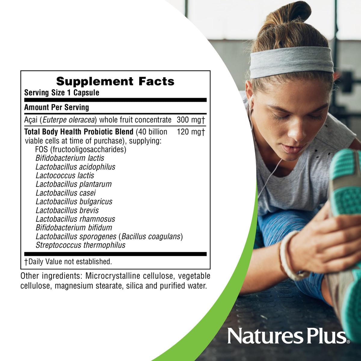 NaturesPlus Ultra Probiotics flacon ouvert avec capsules visibles