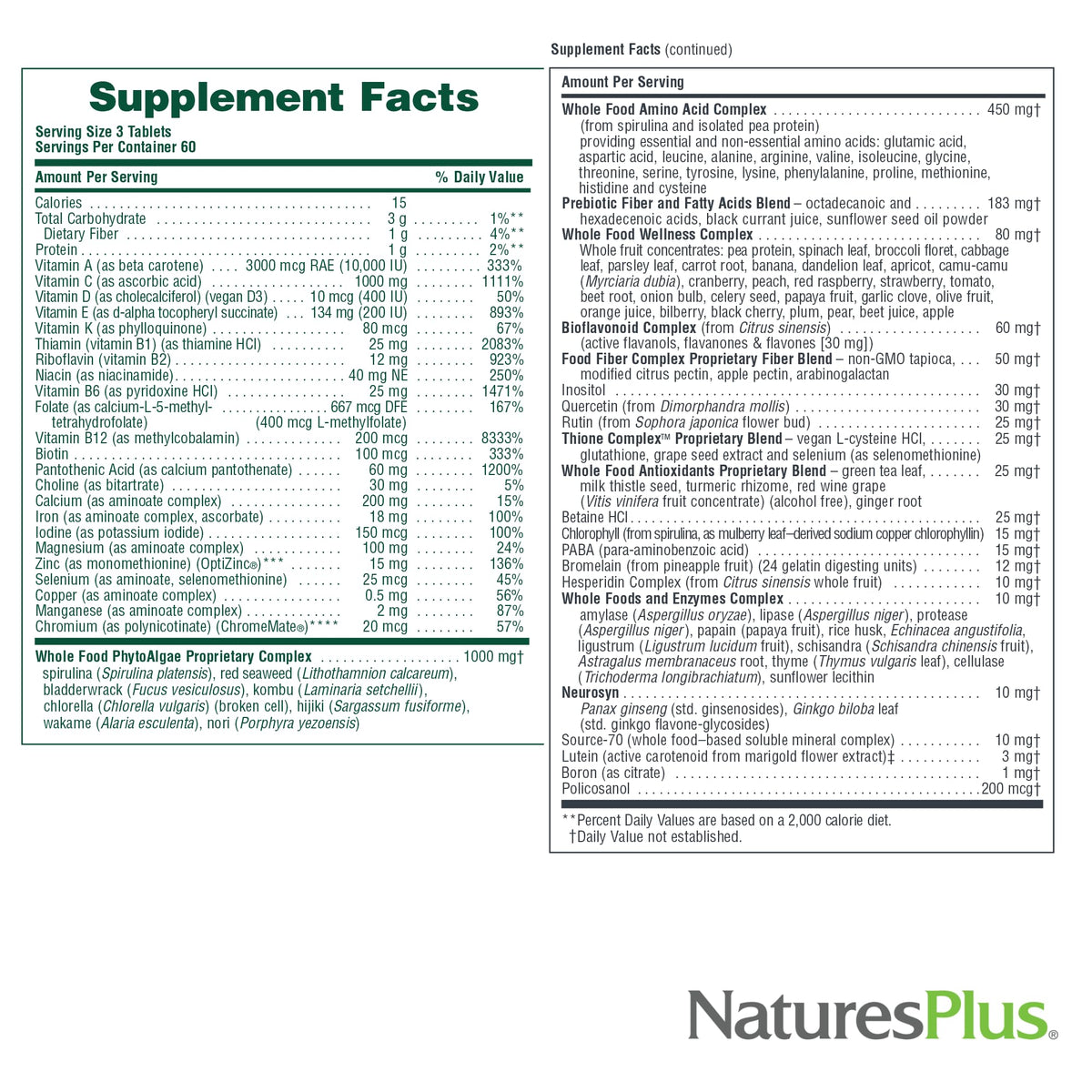 NaturesPlus Ultra Source of Life Multivitamin 180 comprimés en gros plan