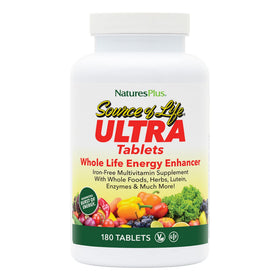 NaturesPlus Ultra Source of Life Multivitamines Sans Fer 180 comprimés vue de face