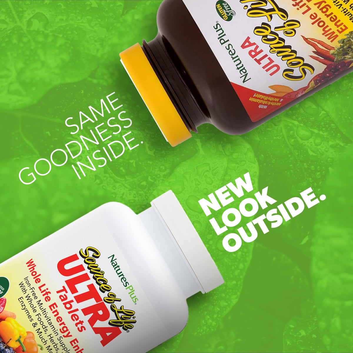 NaturesPlus Ultra Source of Life Multivitamines Sans Fer 180 comprimés emballage