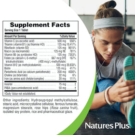 NaturesPlus Ultra-Stress avec Fer, informations nutritionnelles au dos