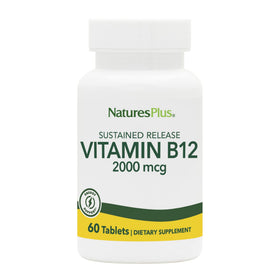 NaturesPlus Vitamine B12 2000 mcg comprimés de face dans l'emballage