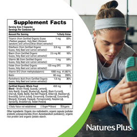 NaturesPlus Vitamine B12 capsules sur un fond neutre