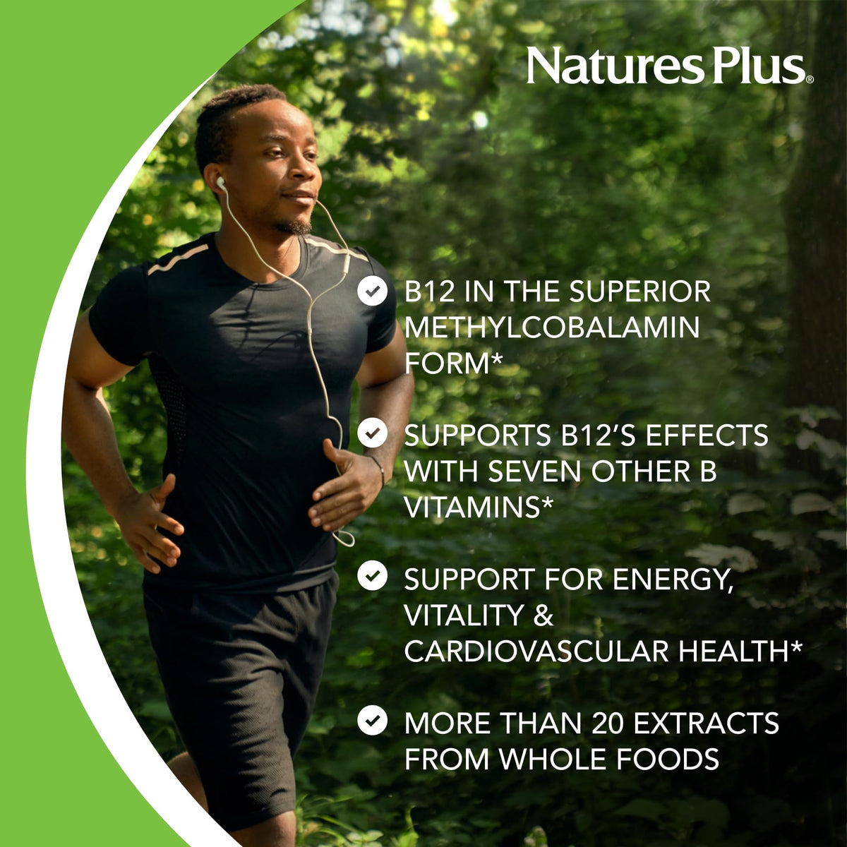 NaturesPlus Vitamine B12 paquet avec ingrédients listés