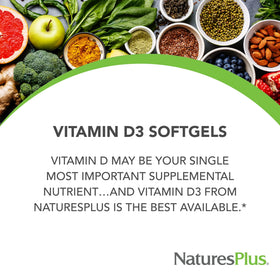 NaturesPlus Vitamine D3 1000 IU gélules molles vue arrière