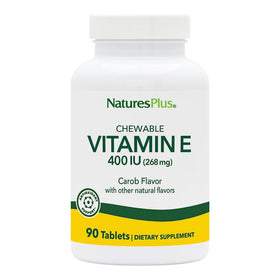 NaturesPlus Vitamine E 90 comprimés à mâcher saveur caroube, vue avant