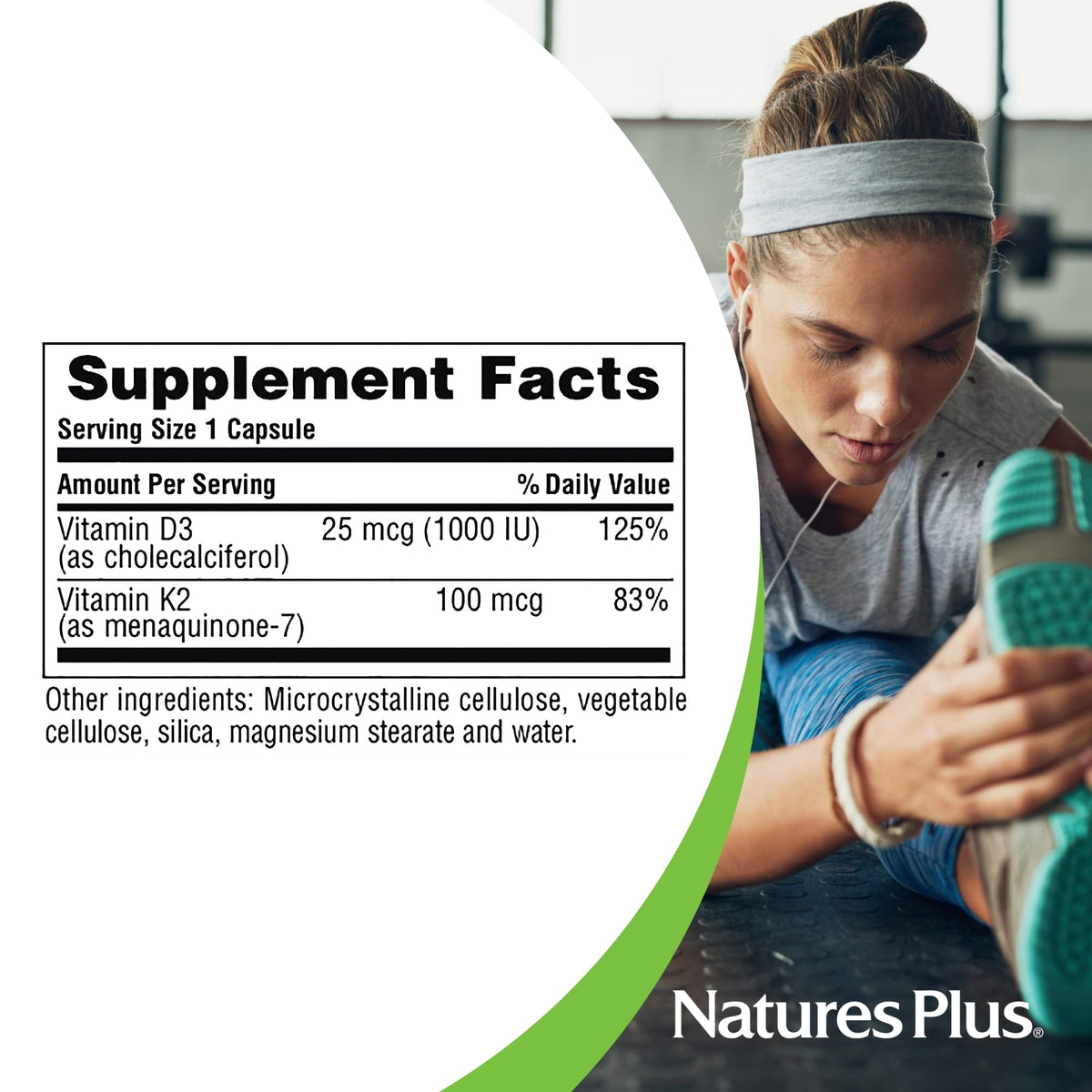 NaturesPlus Vitamines D3 et K2, capsules ouvertes