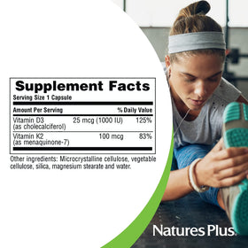 NaturesPlus Vitamines D3 et K2, capsules ouvertes