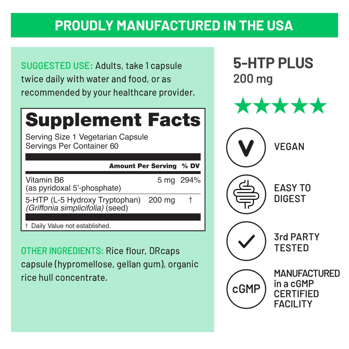 NatureWise 5-HTP 200 mg capsules à libération prolongée