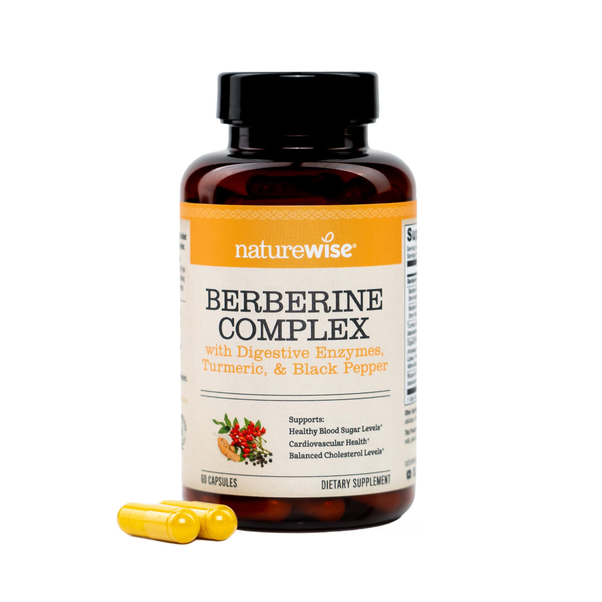 NatureWise Berberine 1000mg complexe avec curcuma et enzymes, vue de face