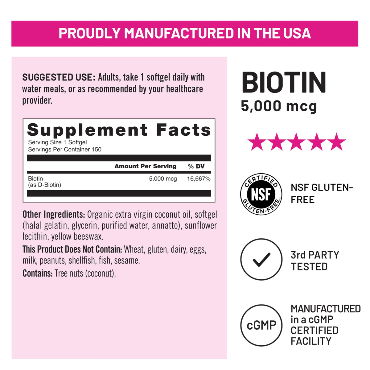 NatureWise Biotine Extra Forte 5 000 mcg gélules en gros plan