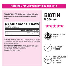 NatureWise Biotine Extra Forte 5 000 mcg gélules en gros plan