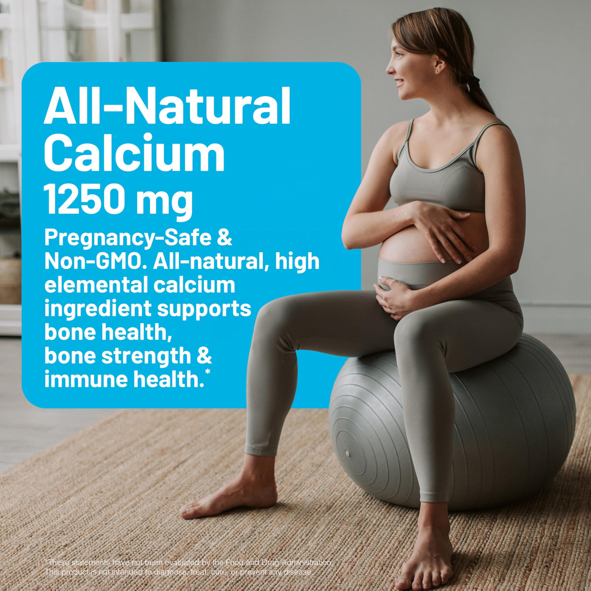 NatureWise Calcium 1250mg + Vitamine D3 1000UI côté de l'emballage