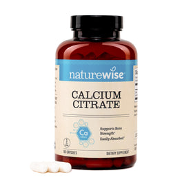 NatureWise Calcium Citrate 500mg capsules, 180 comprimés en bouteille