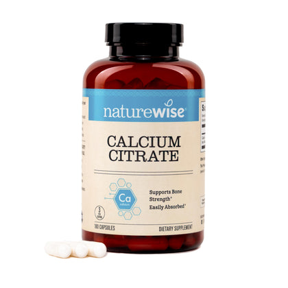 NatureWise Calcium Citrate 500mg capsules, 180 comprimés en bouteille
