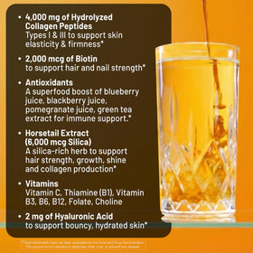 NatureWise Collagène Liquide 4000mg avec des fruits sur la table