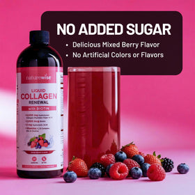 NatureWise Collagène Liquide 4000mg bouteille sur fond blanc