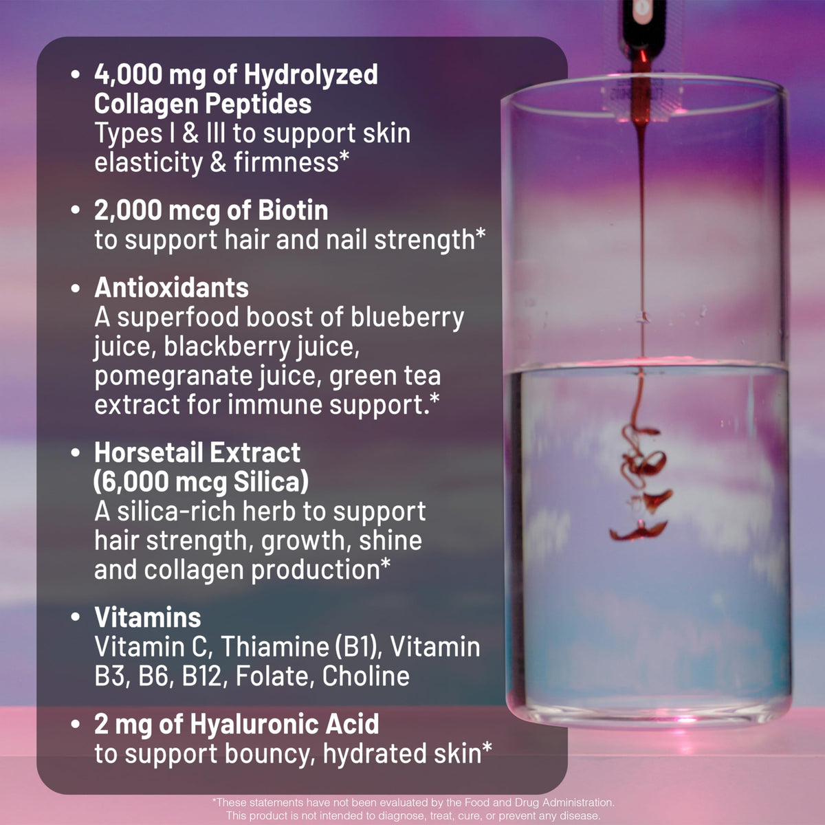 NatureWise Collagène Liquide 4000mg tube arrière avec informations nutritionnelles