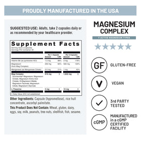 NatureWise Complex de Magnésium 500mg - ingrédients listés sur l'emballage