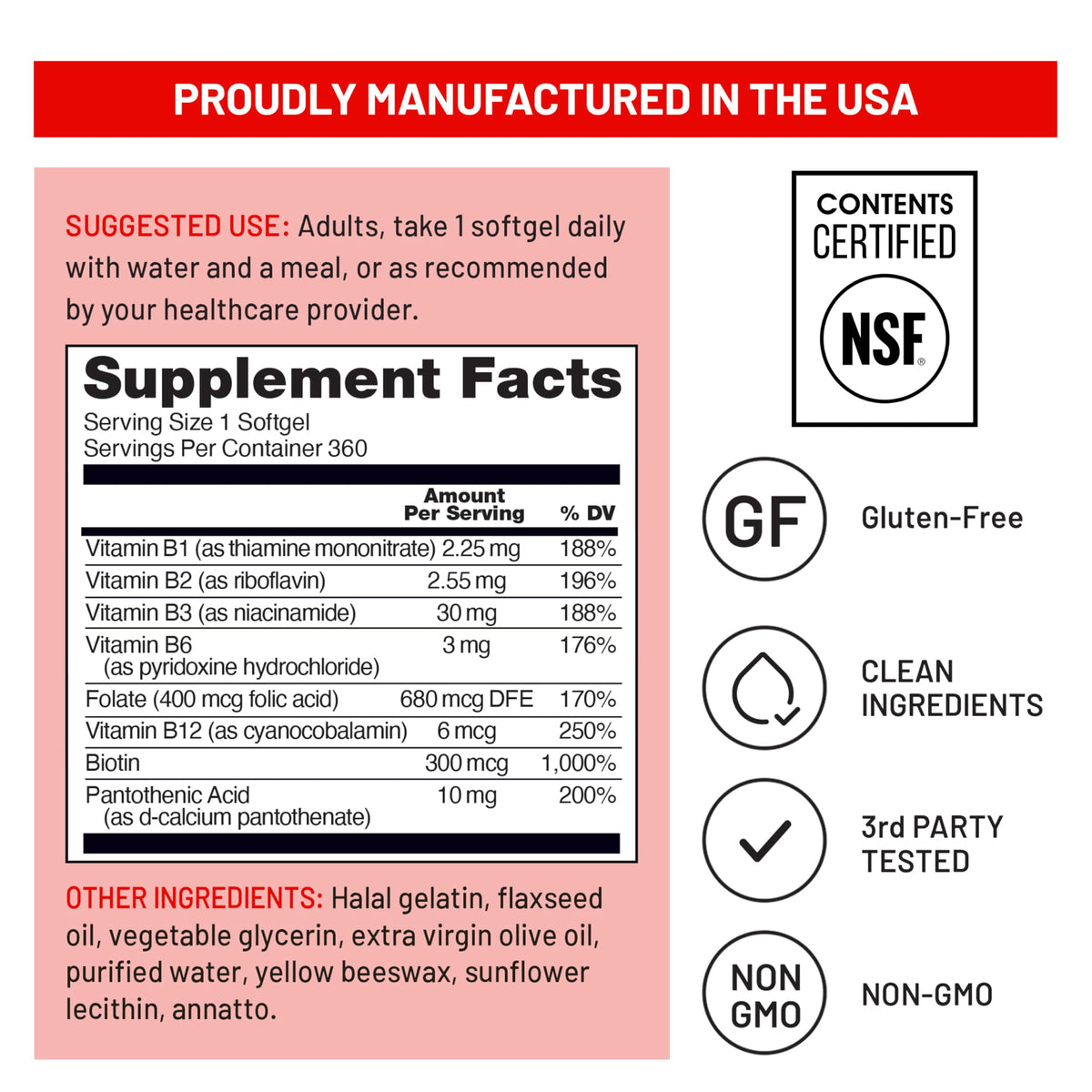 NatureWise Complexe de Vitamines B, gélules molles dans un flacon