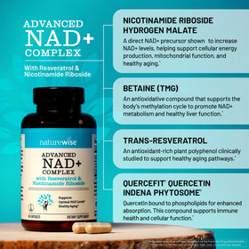 NatureWise Complexe NAD+ boîte montrant les dimensions