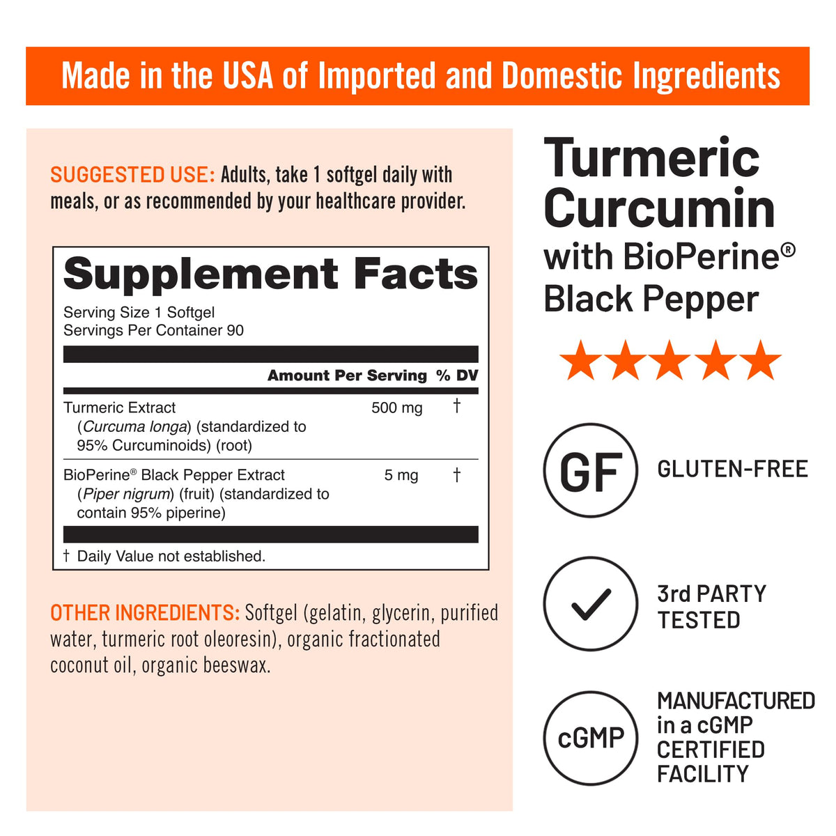 NatureWise Curcuma Curcumin 500mg gélules avec bioperine