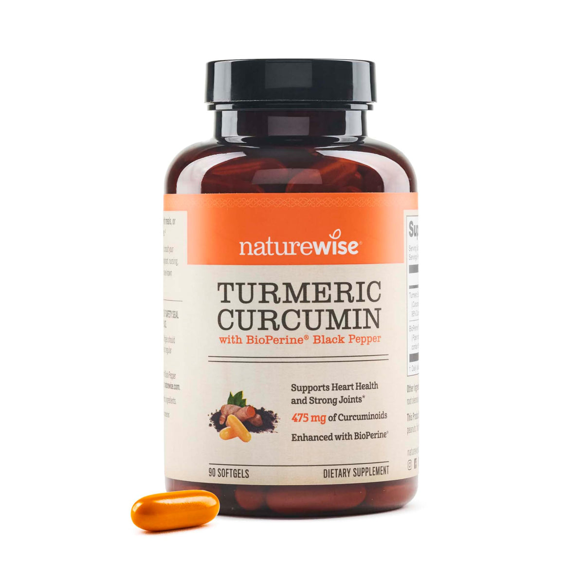 NatureWise Curcuma Curcumin 500mg gélules vue de face