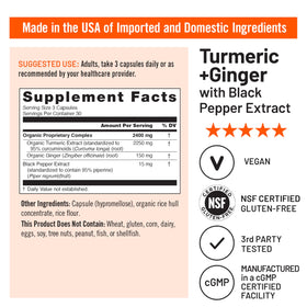 NatureWise Curcuma + Gingembre 2400mg avec ingrédients naturels