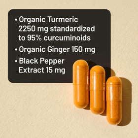 NatureWise Curcuma + Gingembre 2400mg capsules sur fond blanc