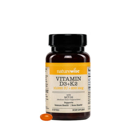 NatureWise D3 10000UI + K2 200mcg gélules molles vegan vue de face