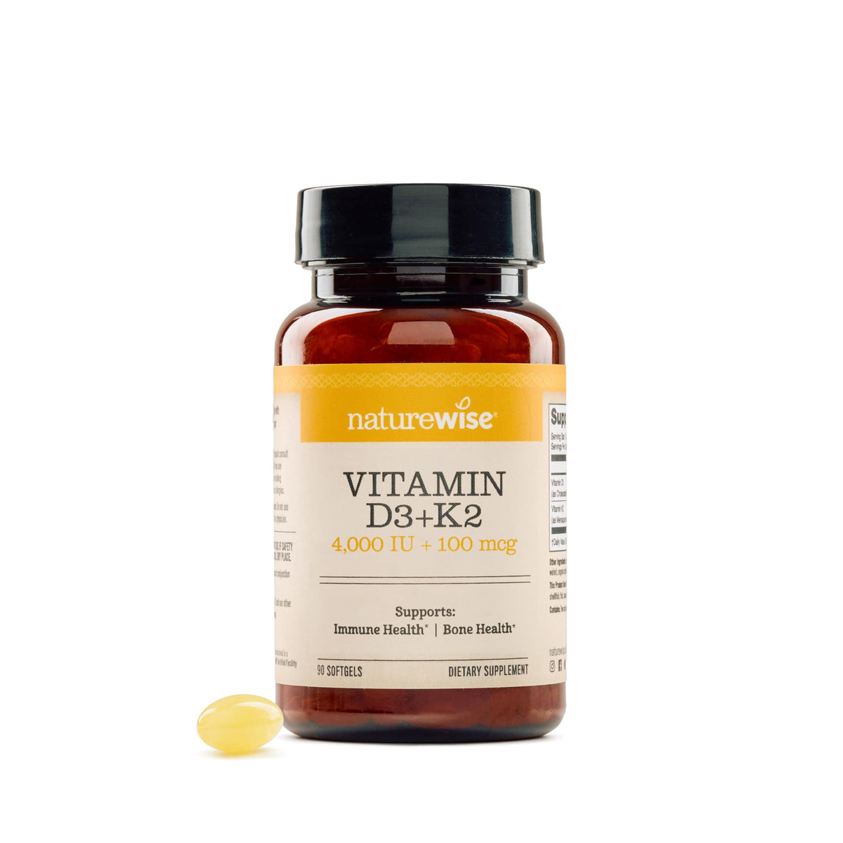 NatureWise D3 4000 IU + K2 MK-7 100 mcg, boîte de 90 capsules molles