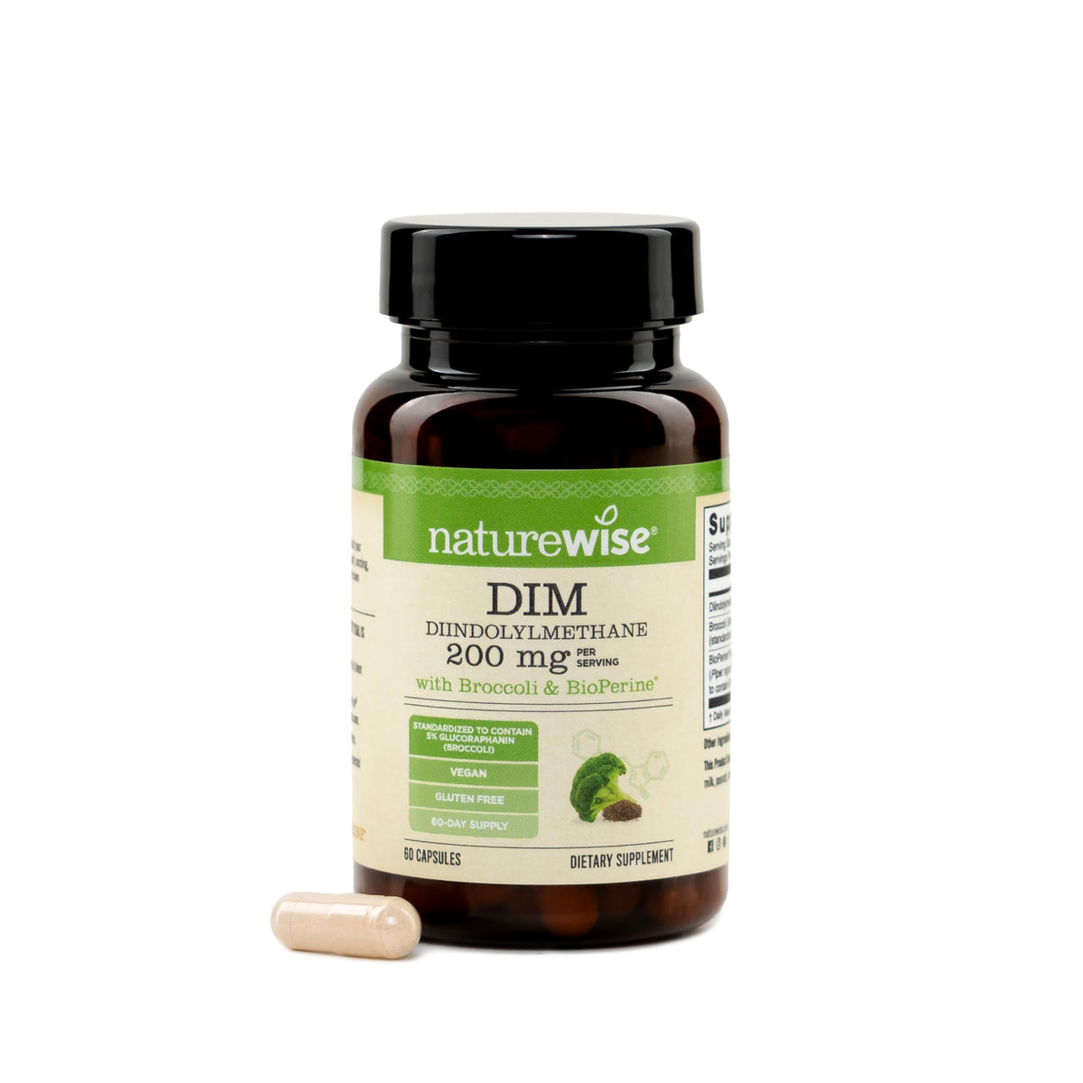 NatureWise DIM Diindolylmethane 200mg 60 capsules vue de face