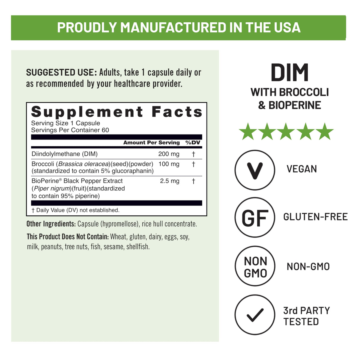 NatureWise DIM Diindolylmethane 200mg capsules avec extrait de brocoli