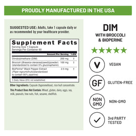 NatureWise DIM Diindolylmethane 200mg capsules avec extrait de brocoli