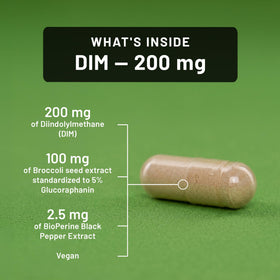 NatureWise DIM Diindolylmethane 200mg capsules sur une table