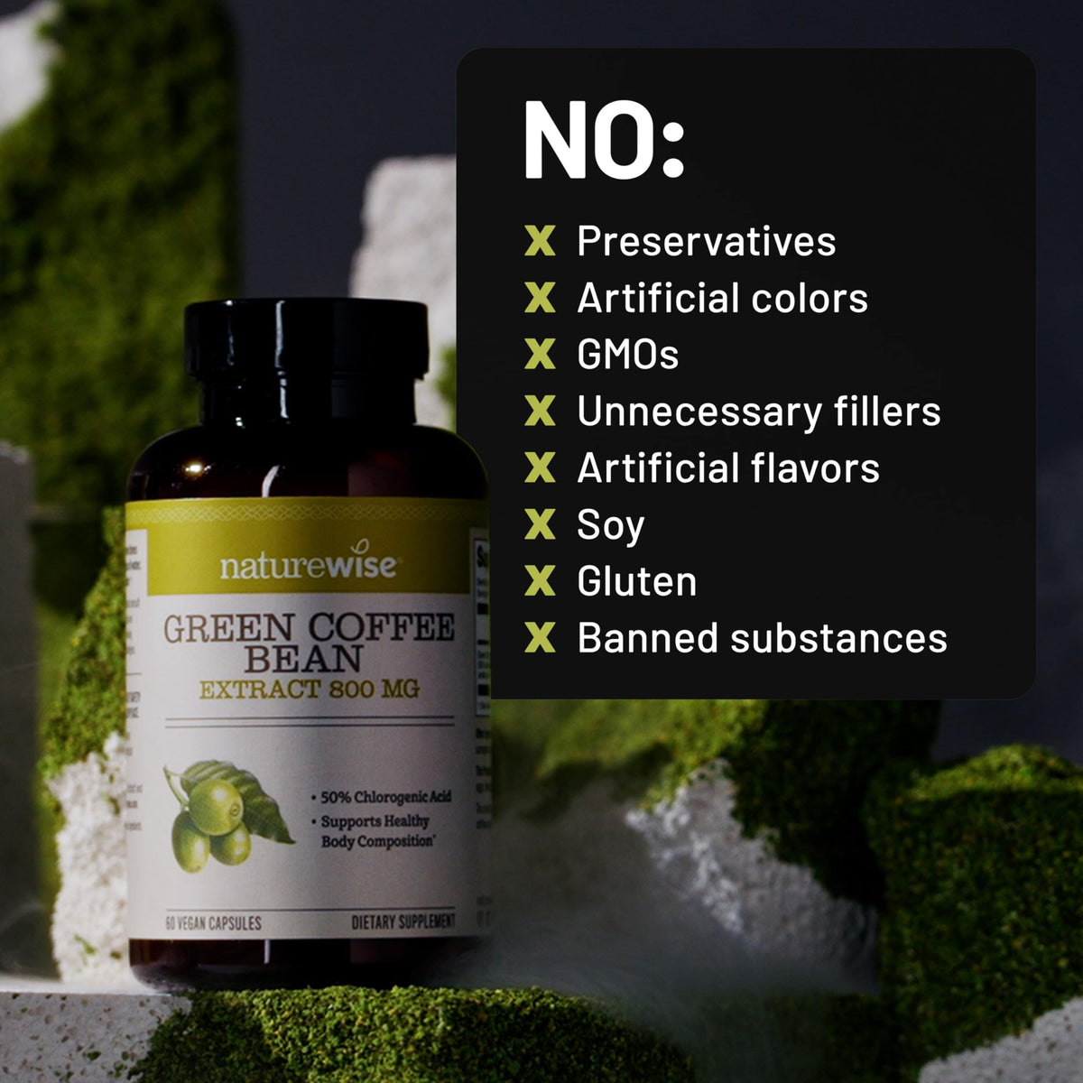 NatureWise Extrait de Grain de Café Vert 800mg étiquette