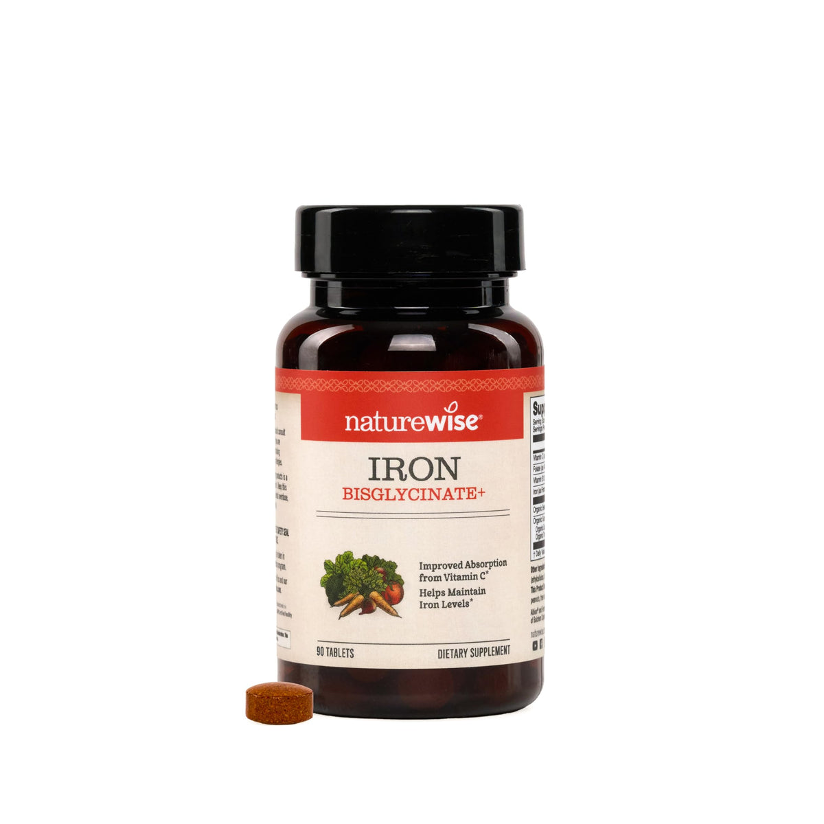 NatureWise Fer Bisglycinate 90 comprimés vue de face