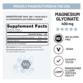 NatureWise Glycinate de Magnésium 400 mg avec une cuillère