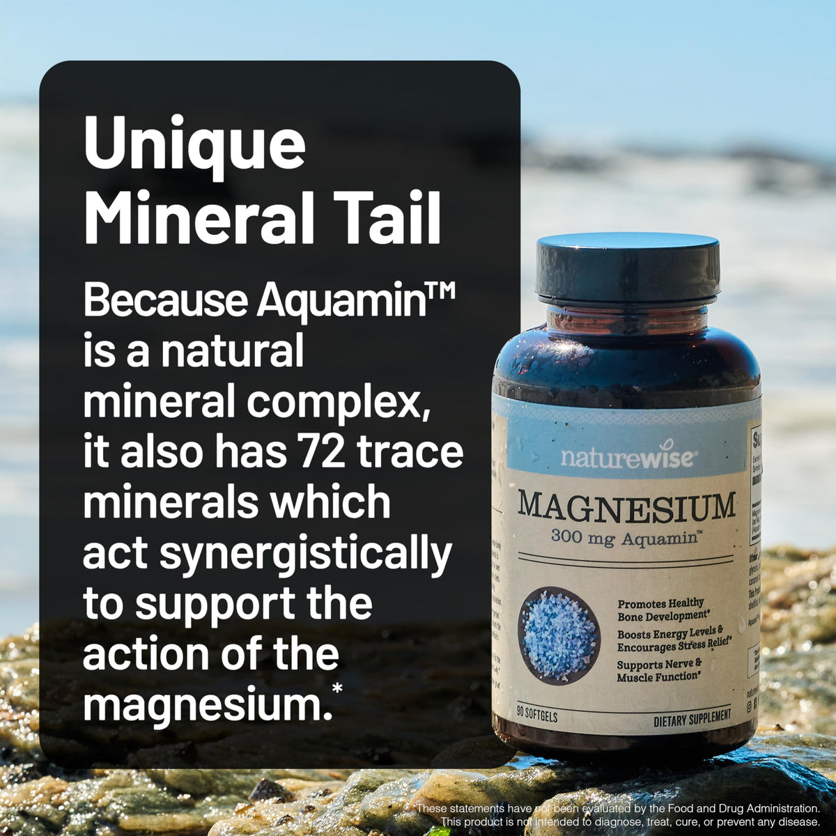 NatureWise Magnésium Marin 300mg, gélule douce avec verre d'eau